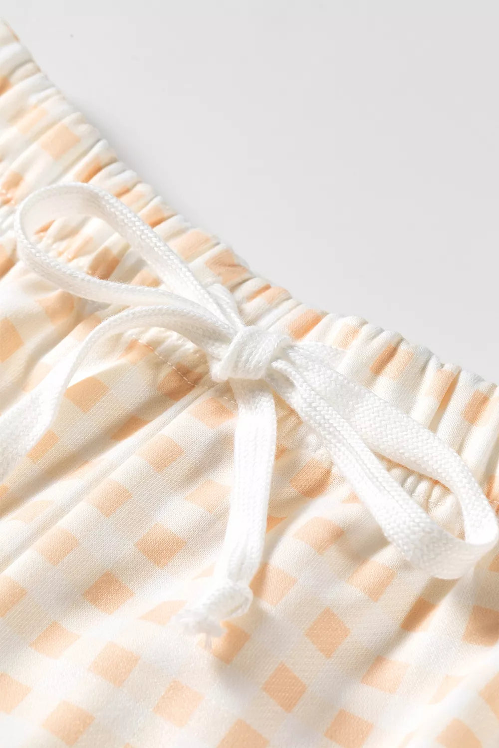 Gingham Long Sleeve Sweatshirt and Shorts Set