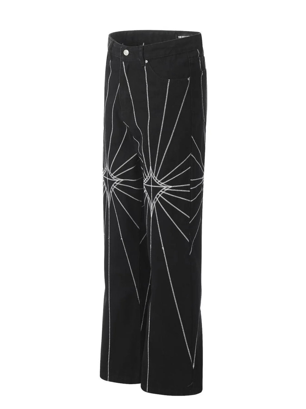 Men's Spider Web Embroidered Flared Jeans