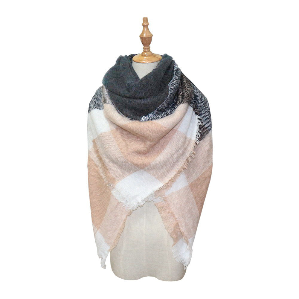 Plaid-print Versatile Neck Scarf Shawl