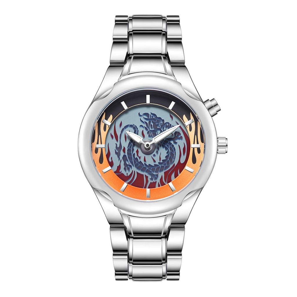 Personalized Retro Dragon-shaped Dual-display Mens Watch With A Trendy Premium Look And Water Resistance