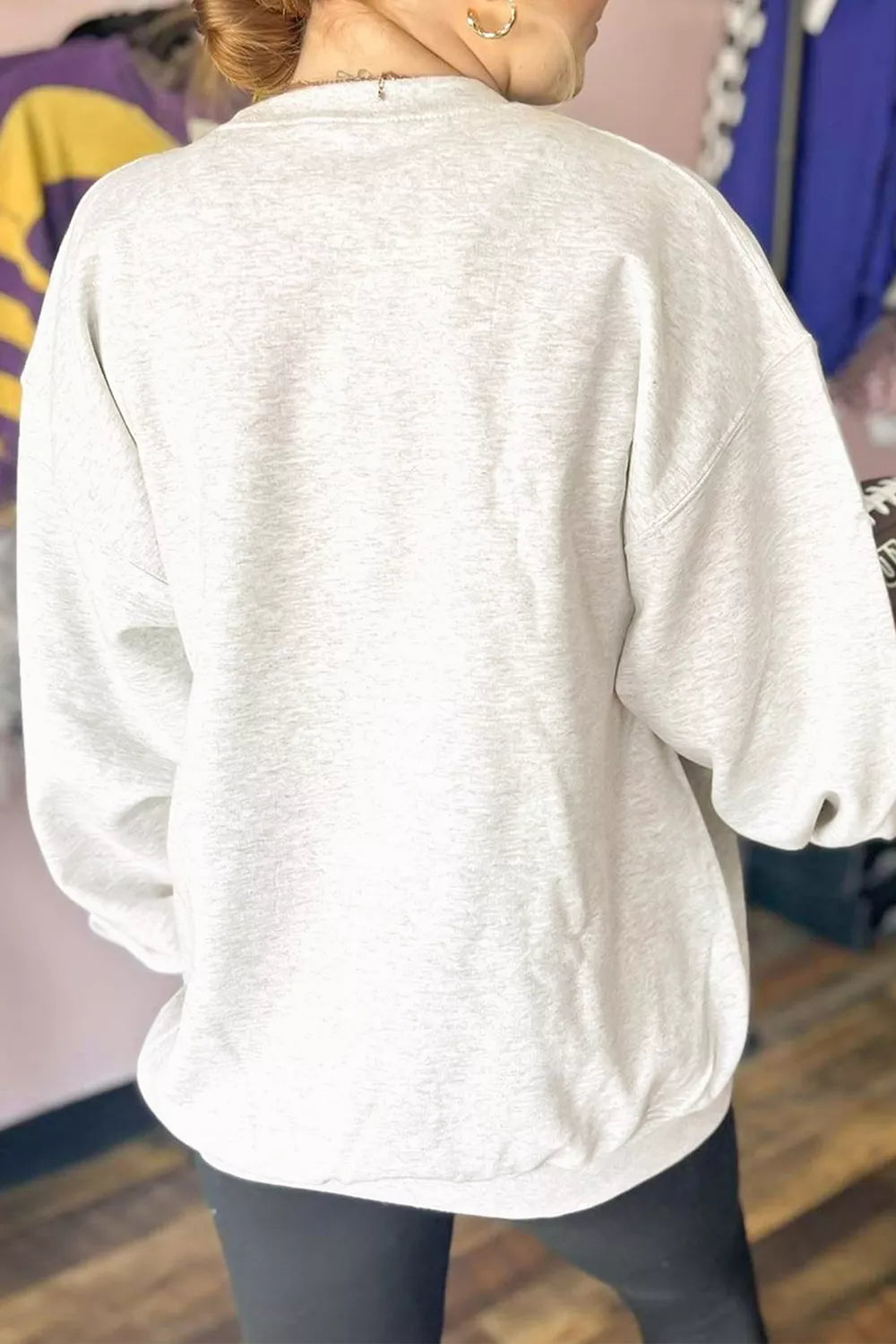 Sequin Turkey Graphic Relaxed Open Front Sweatshirt