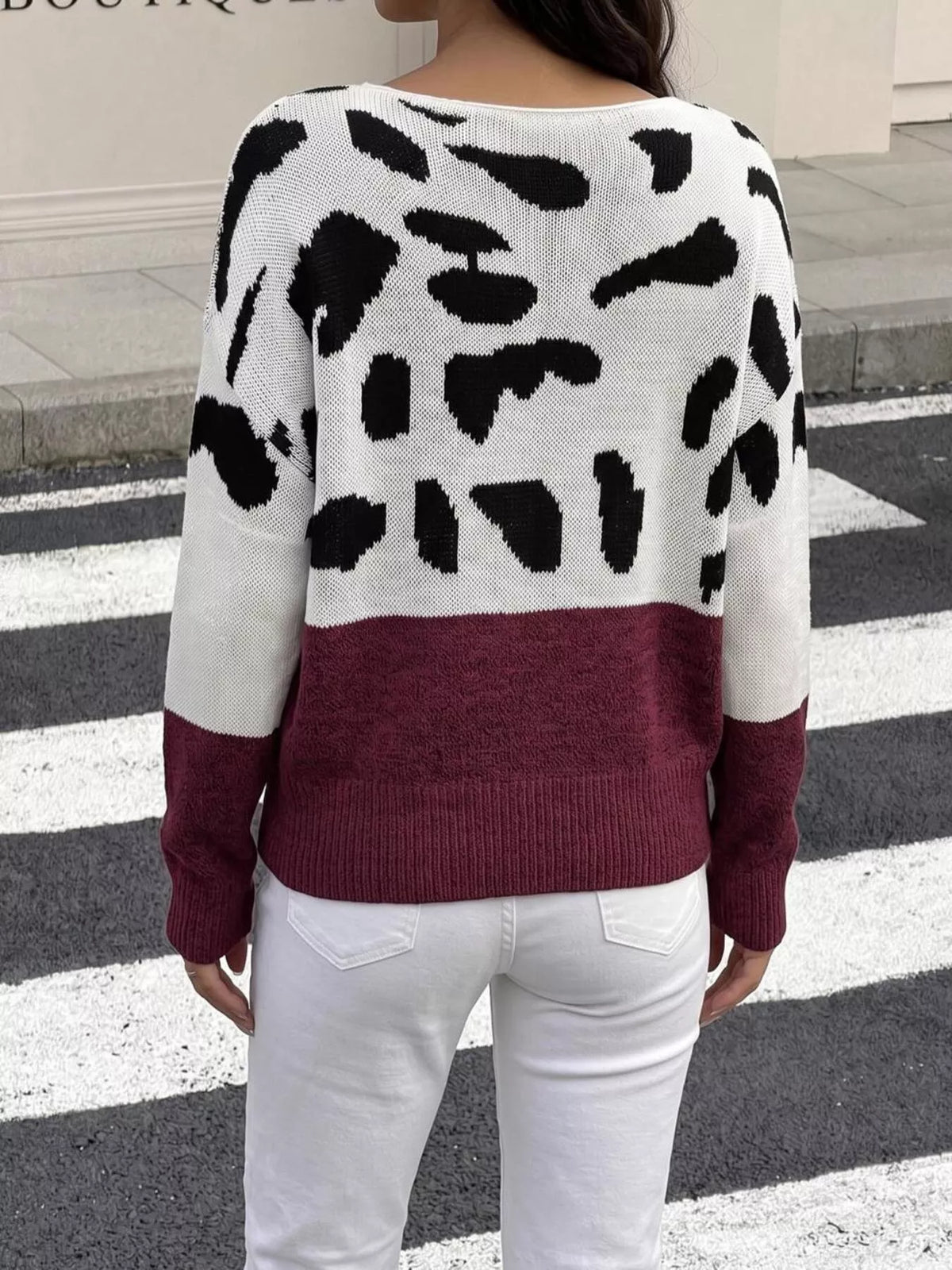Full Size Leopard One Shoulder Sweater Plus Size
