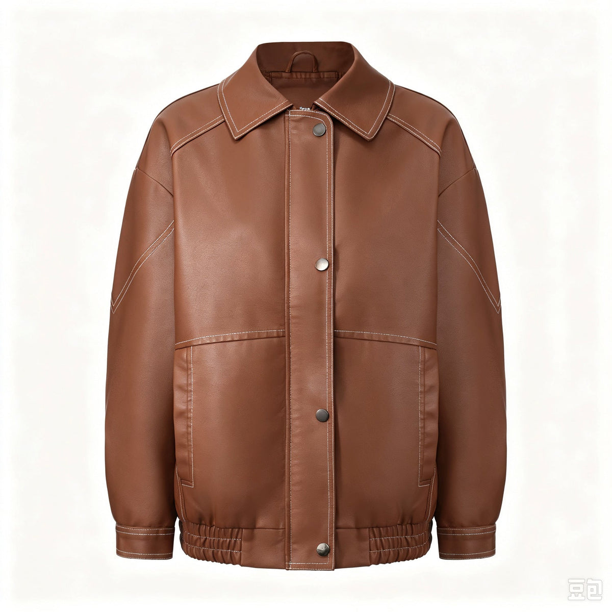 Women's Imitation Leather Oversize Jacket  Motorcycle Style Jacket Spring And Autumn Fashion Jacket Travel Zipper Jacket