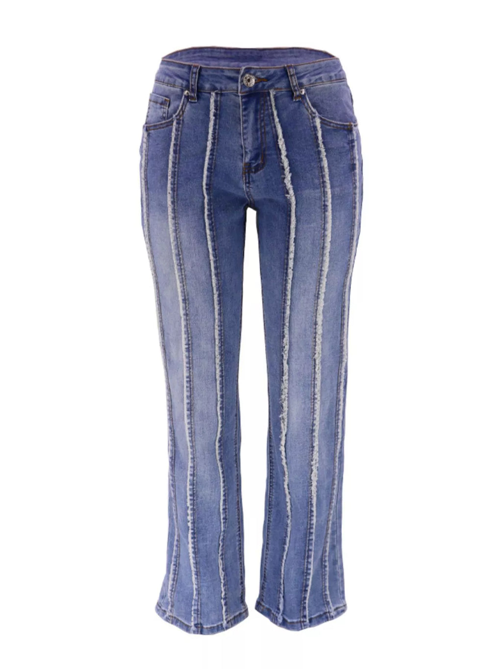 Striped Low-Rise Flare Jeans