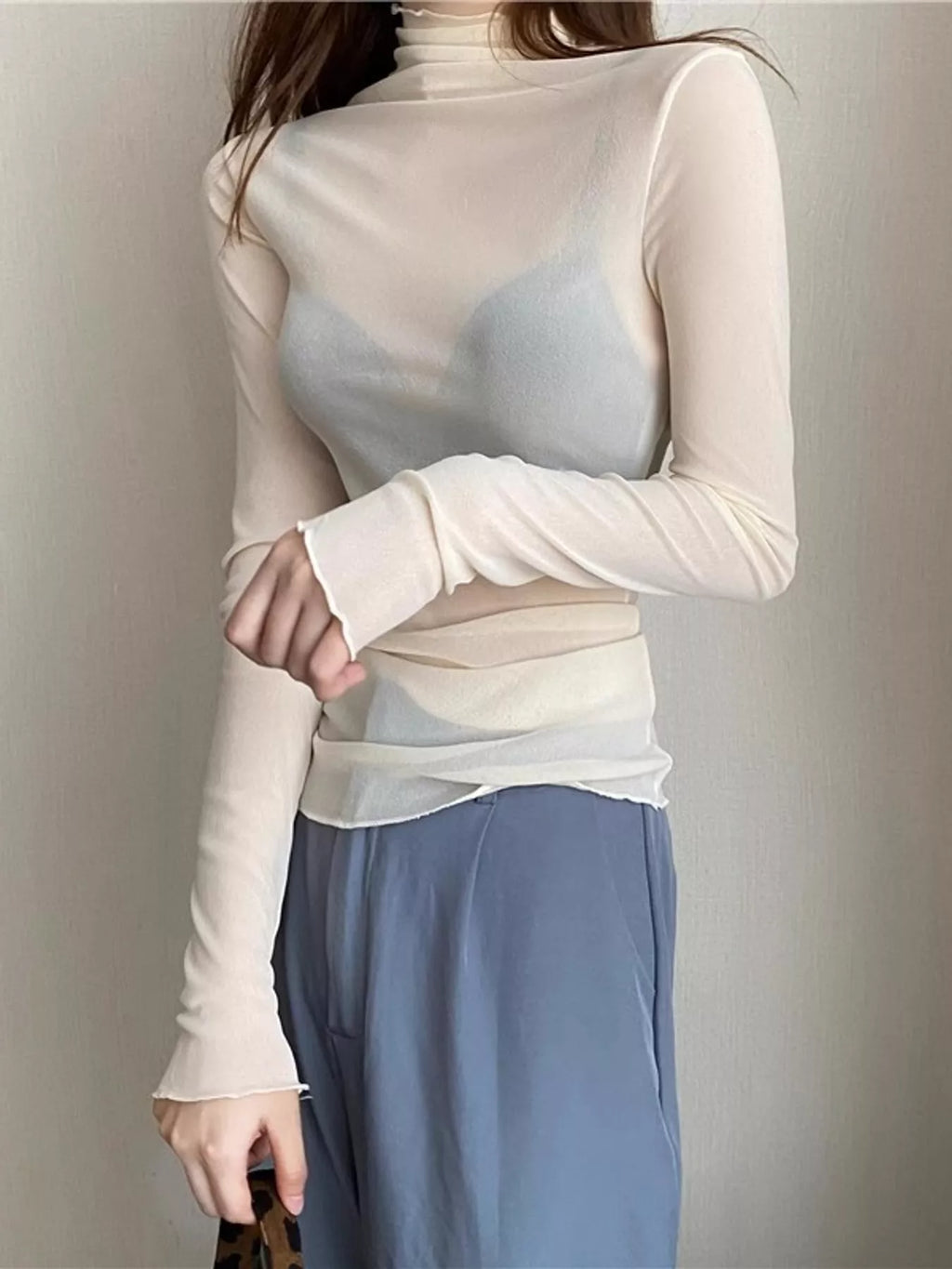 Turtleneck Long Sleeve Slim Fit T-Shirt