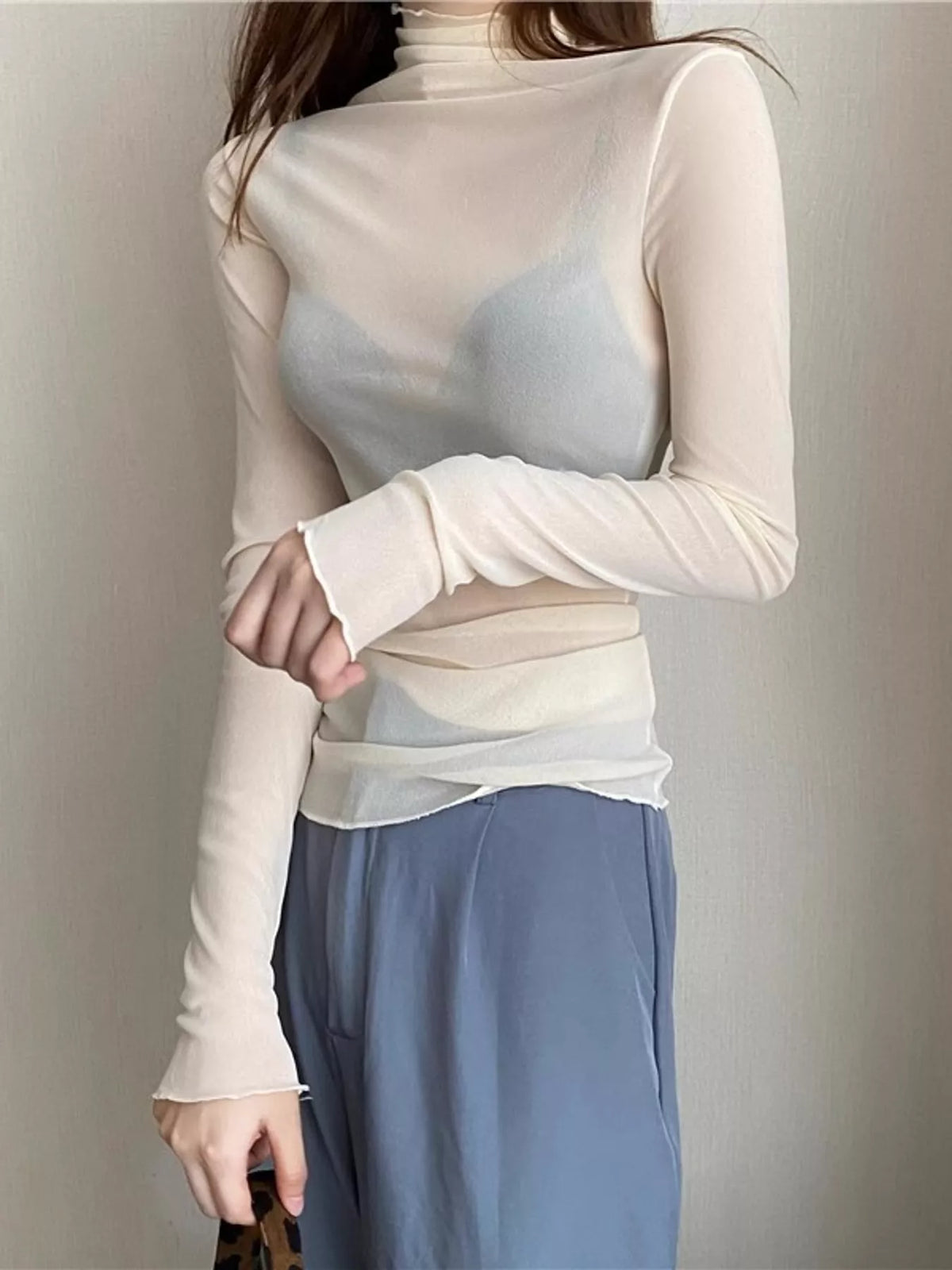 Turtleneck Long Sleeve Slim Fit T-Shirt