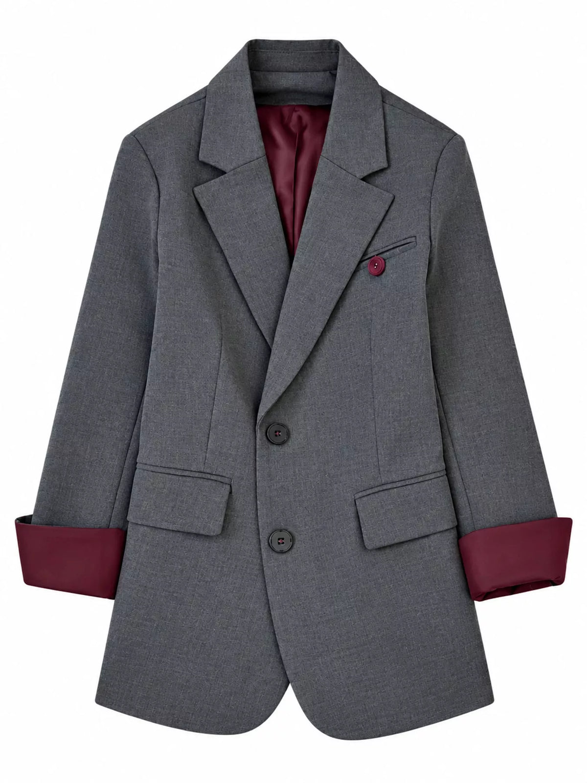 Lapel Collar Button Up Blazer