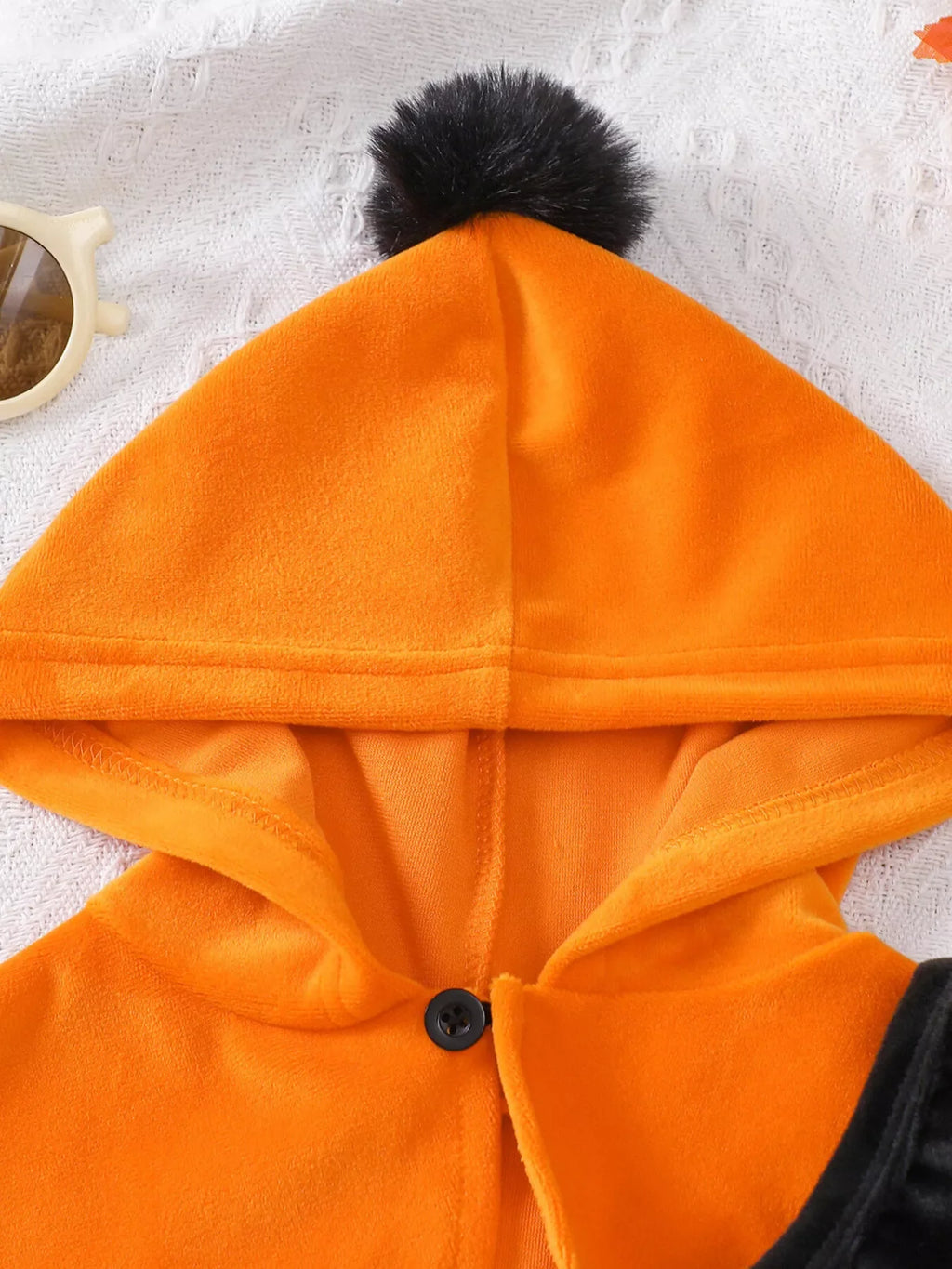 Children's Halloween Pumpkin Hooded Cape and Polka Dot Tulle Dress Set