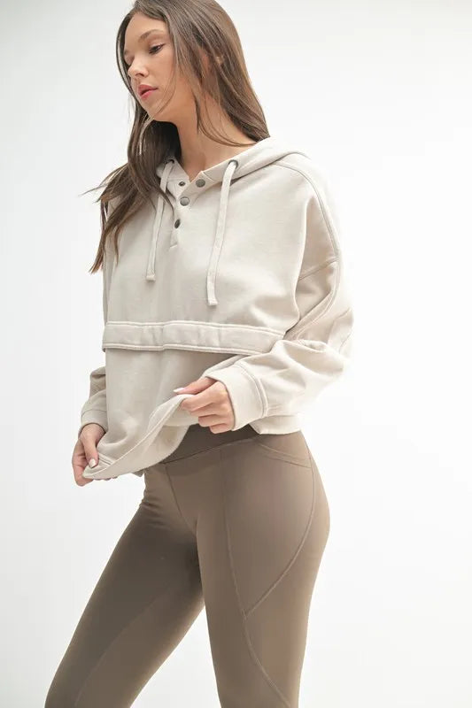 Burnout Fleece Snap Neck Hoodie