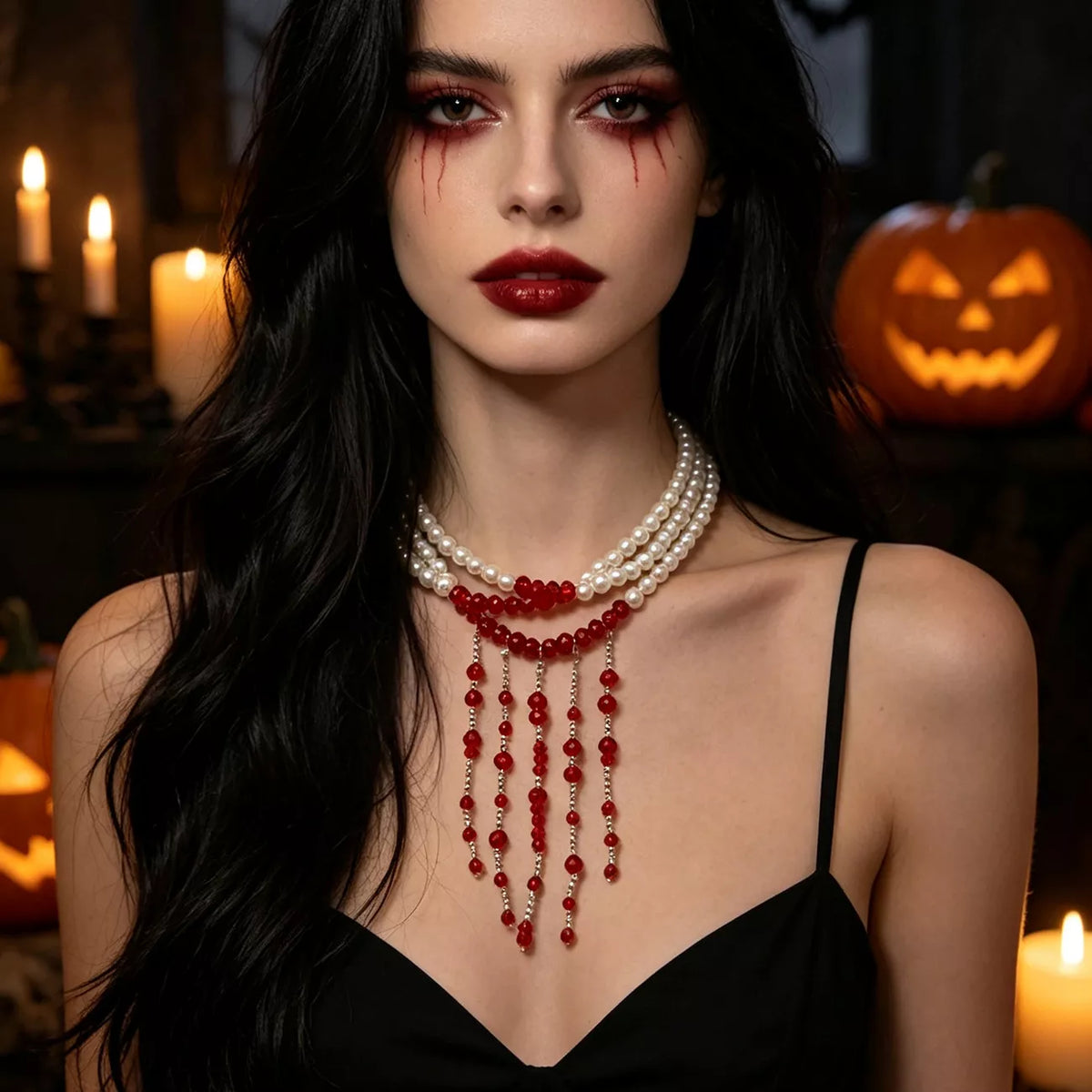 Gothic Multi-Layered Beaded Necklace