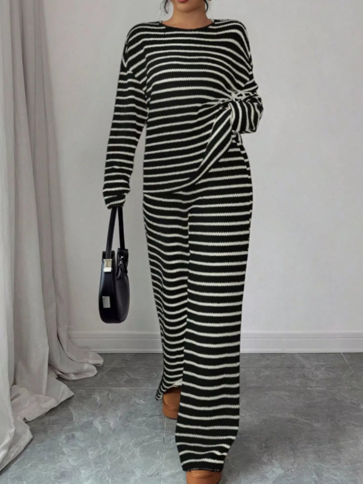 Striped Relaxed Fit Top and Pants Set