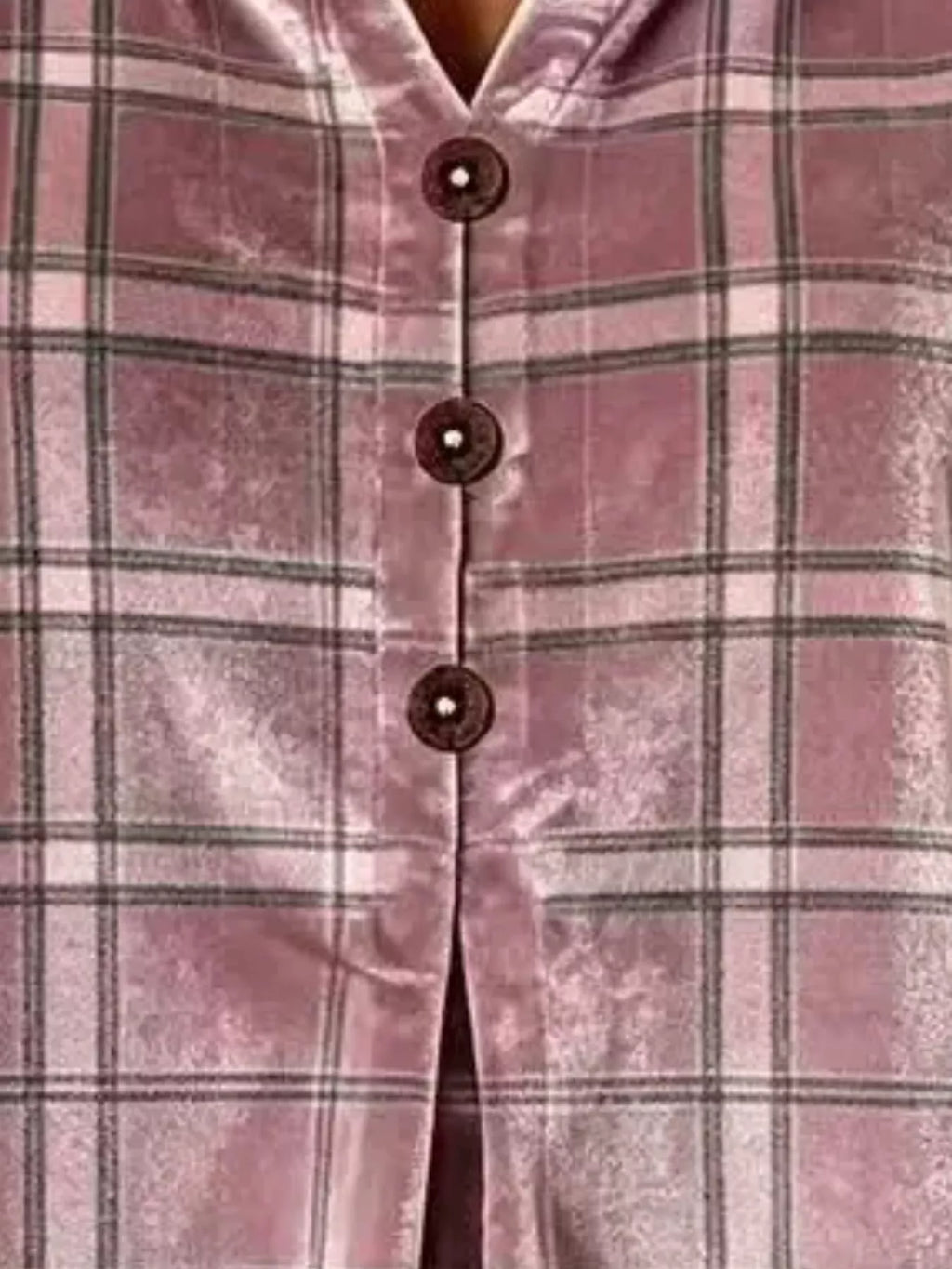 Full Size Plaid Velvet Flounce Sleeve Blouse Plus Size
