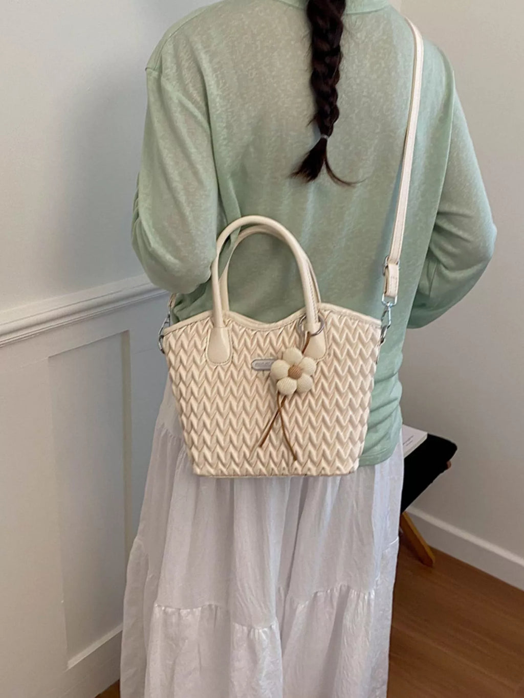 Top Handle Texture Crossbody Bag