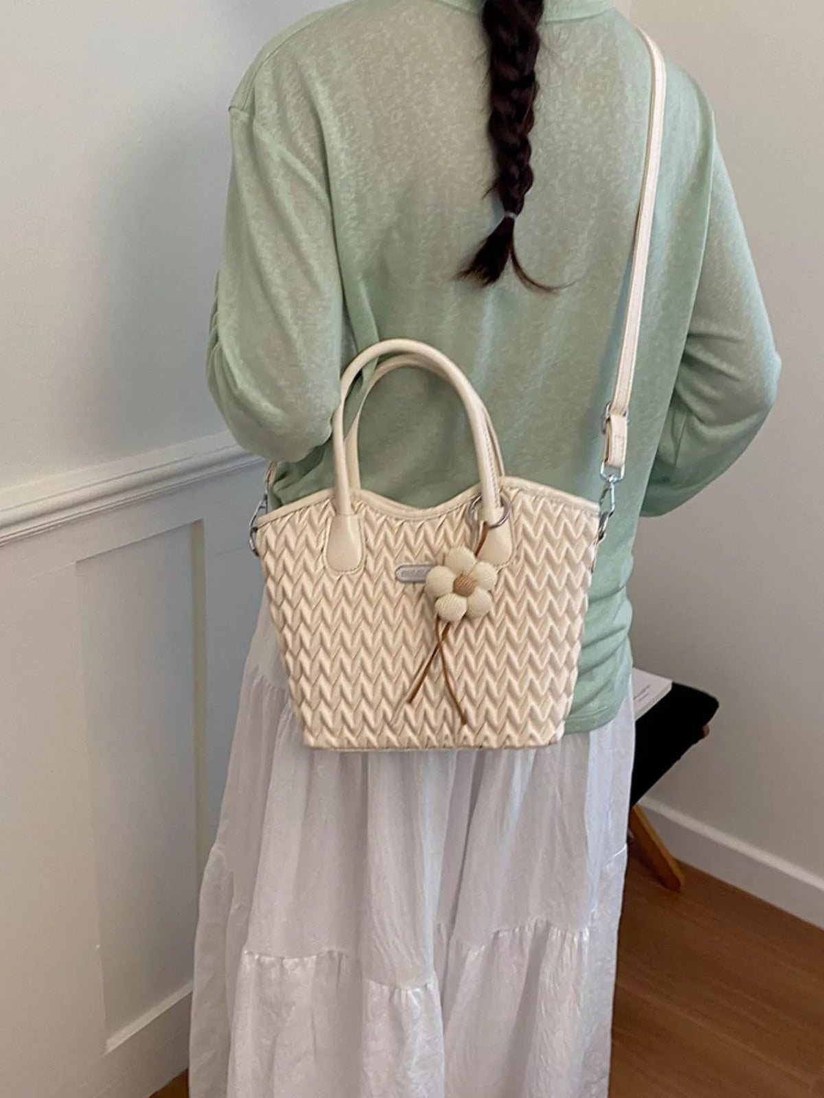 Top Handle Texture Crossbody Bag