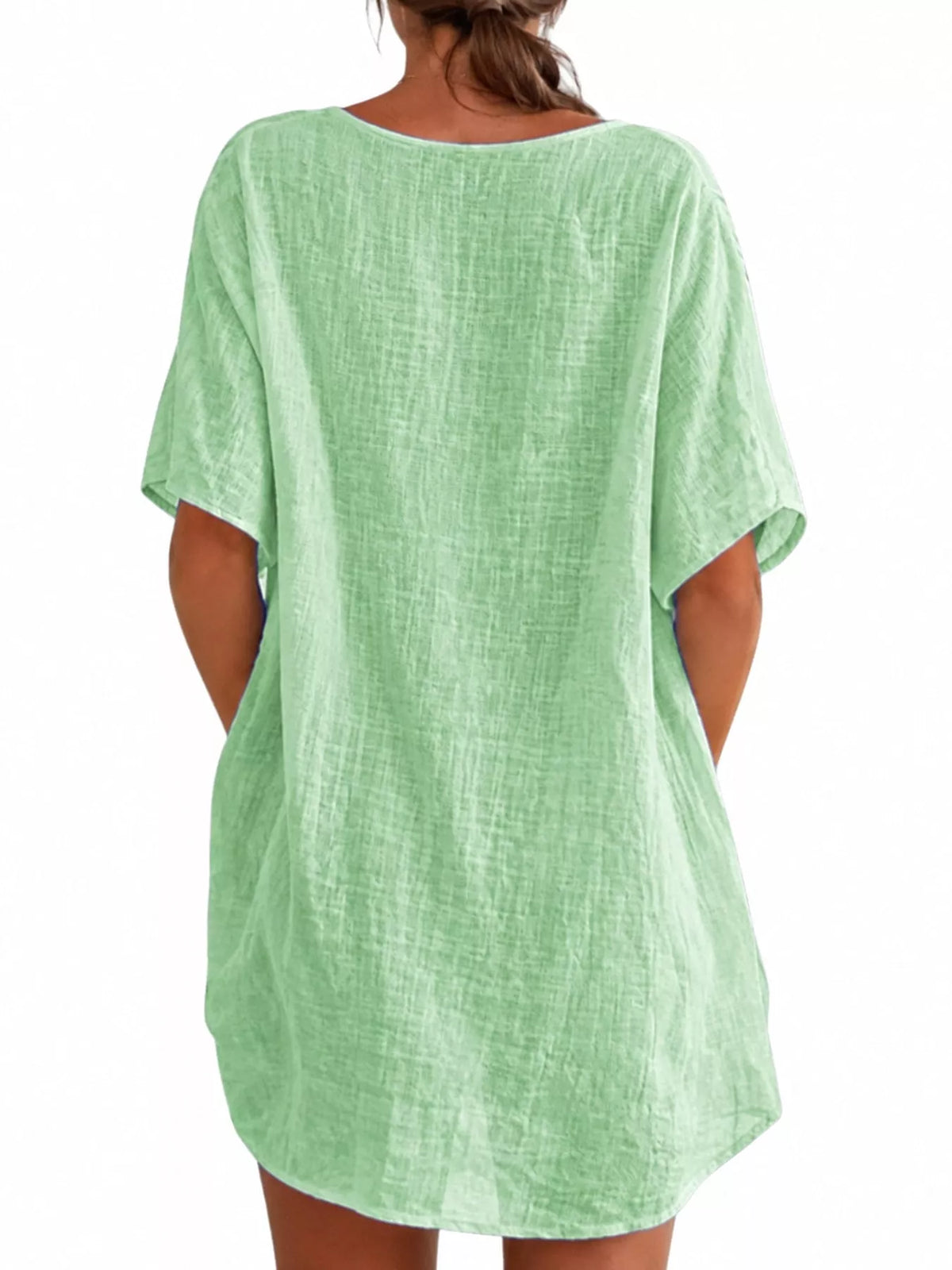 Full Size Casual Loose Fit Beach Short Sleeve Shirt Plus Size