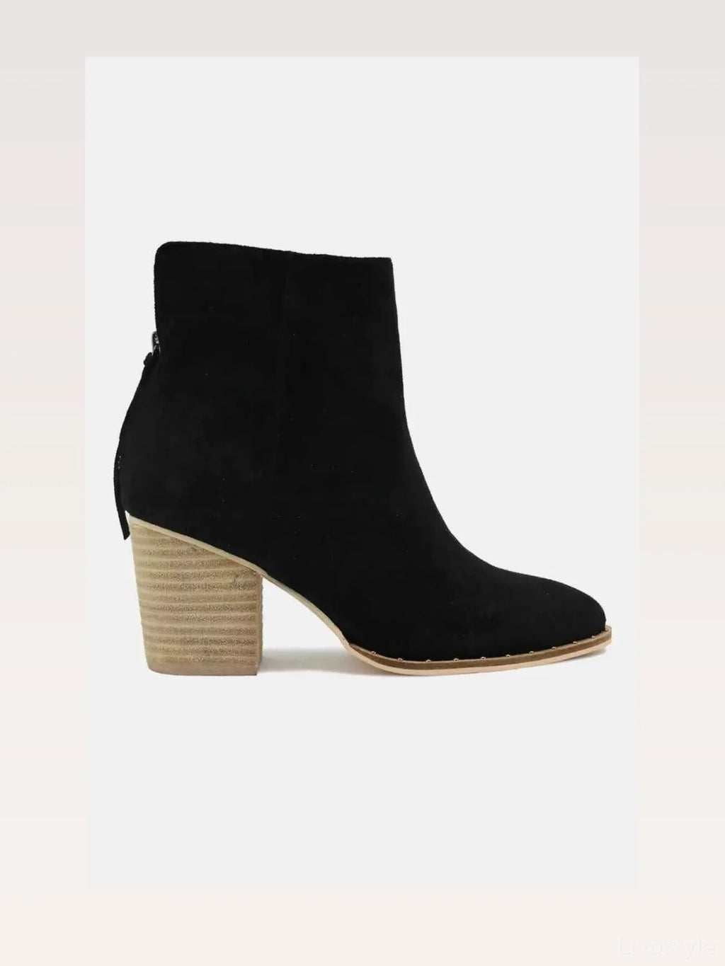 Suede Point Toe Ankle Booties with Mid Heel