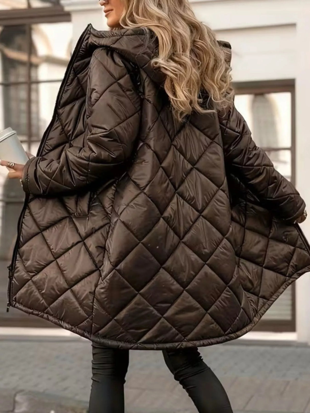 Quilted Longline Puffer Outerwear with Hood