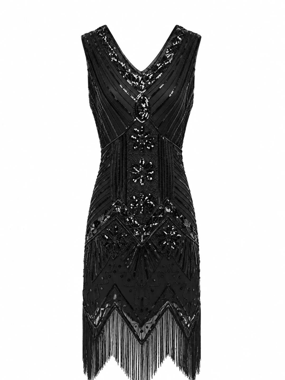 Full Size Sequin Fringe Hem Sleeveless Dress Plus Size