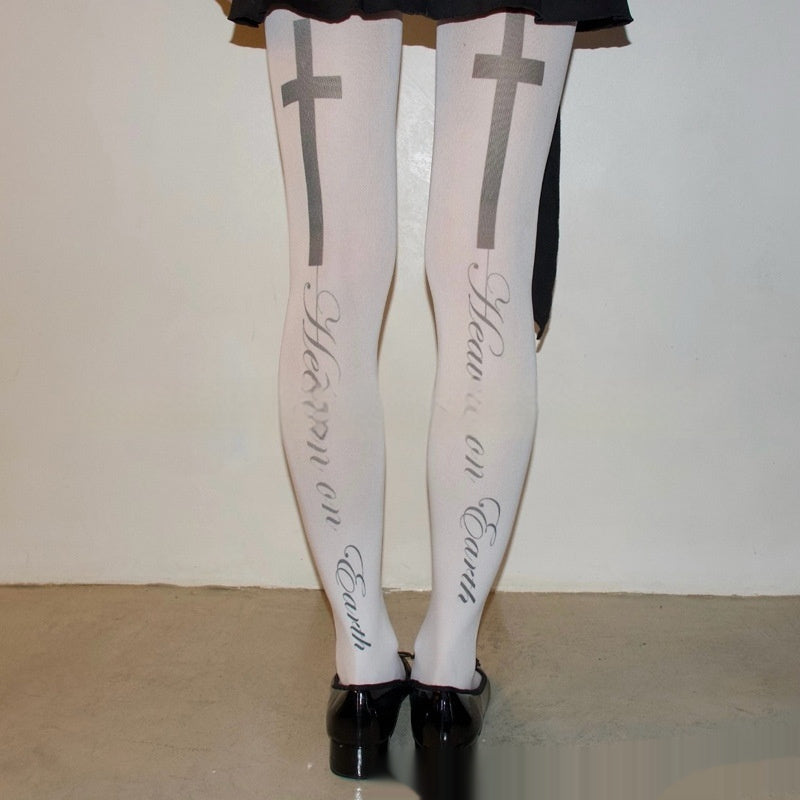 Letter-printed Socks For Women Japanese-style Tights