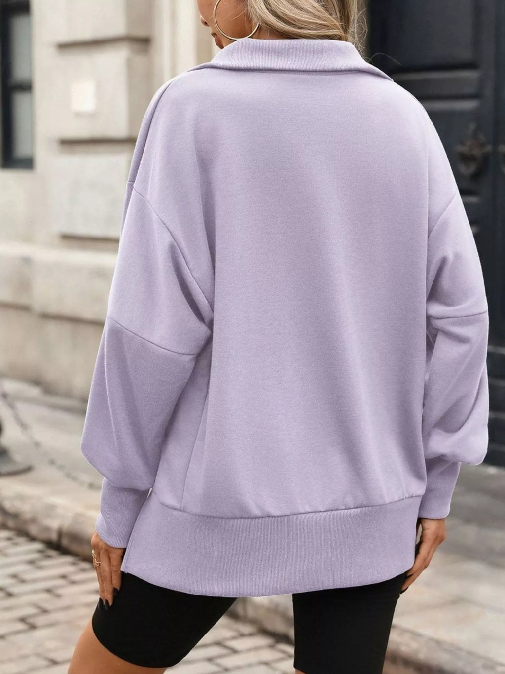 Side Slit Half Snap Sweatshirt