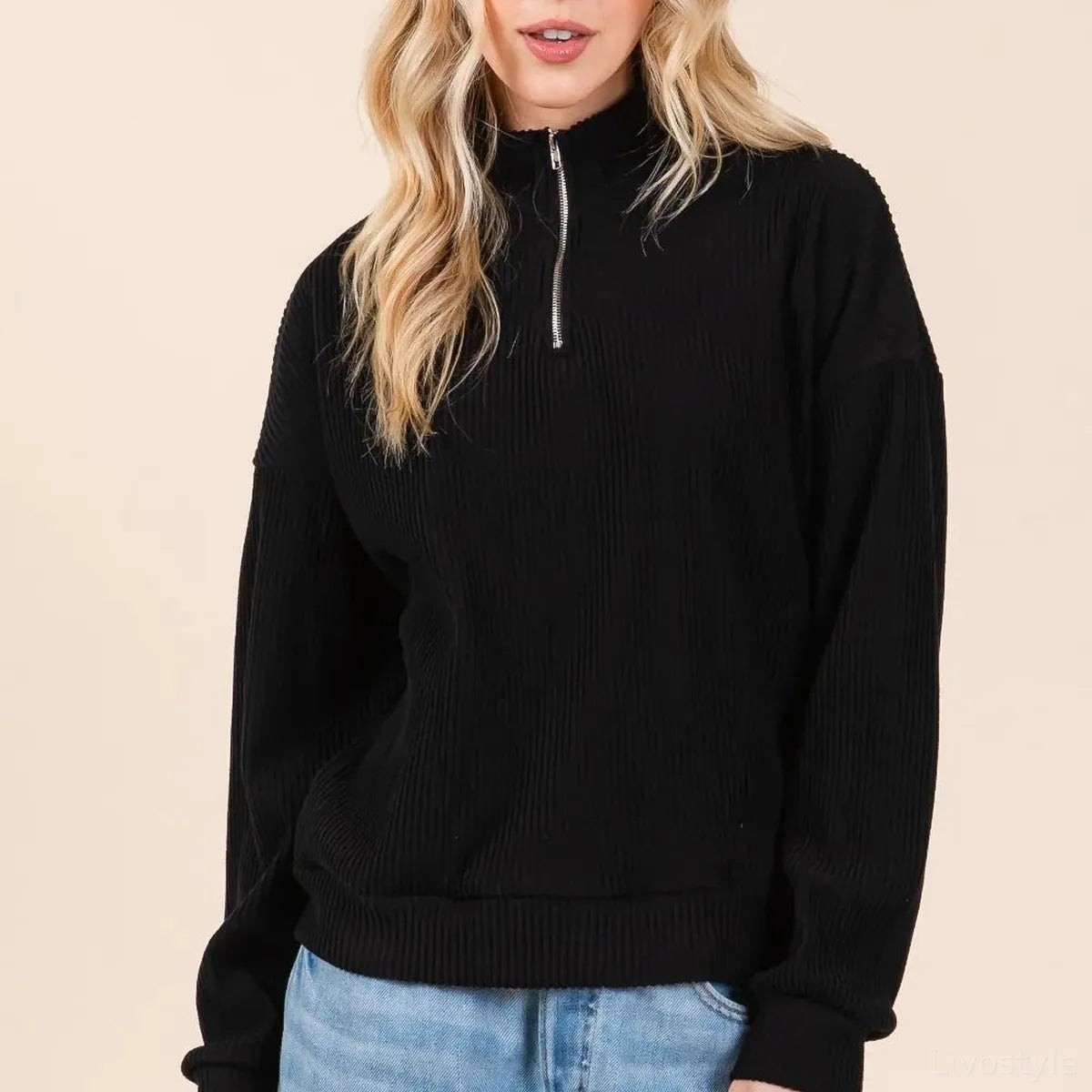 Quarter-Zip Pullover Sweatshirt with Pockets