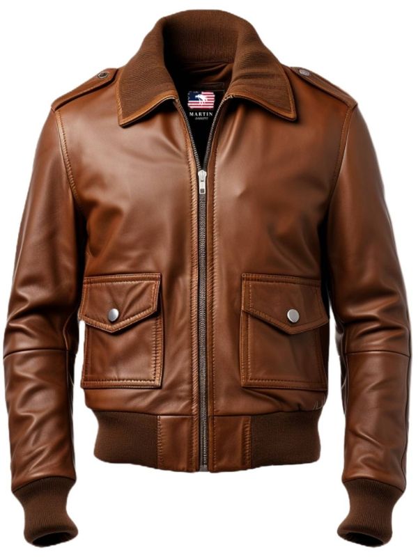 Men's Brown Aviator Flight Leather Jacket