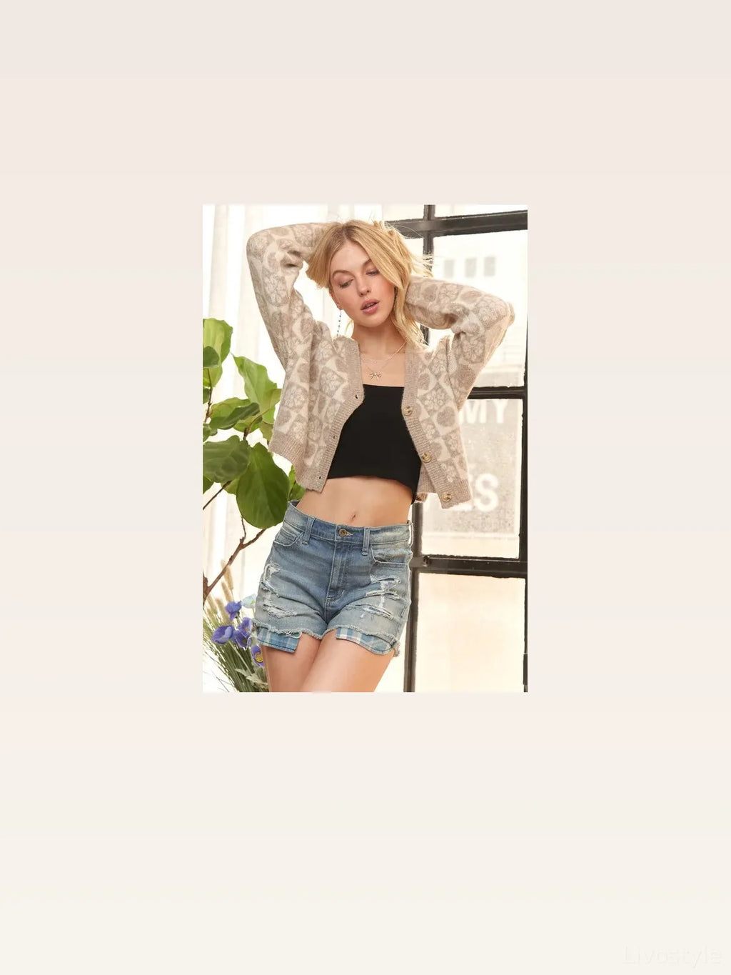 Cropped Button-Up Sweater Cardigan