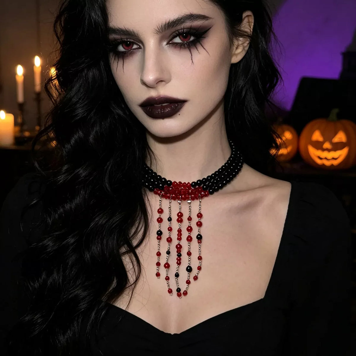 Gothic Multi-Layered Beaded Necklace