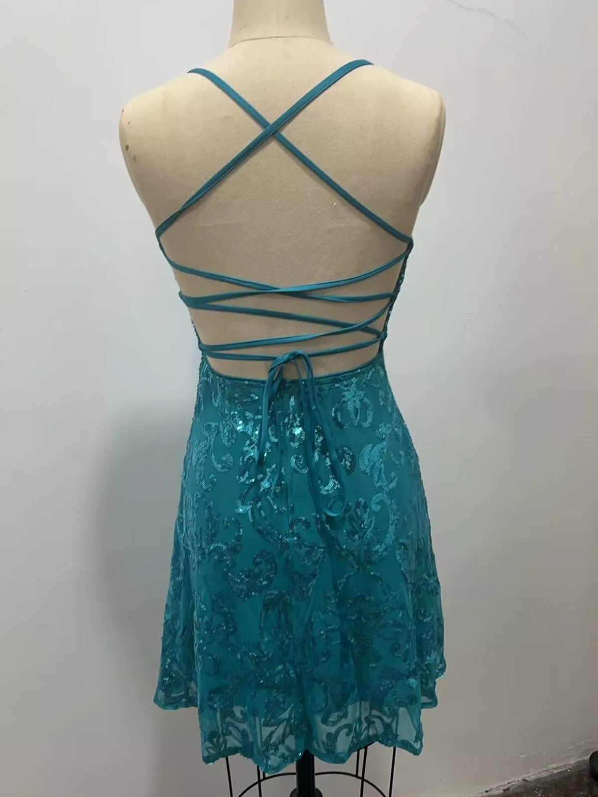 Sequin Square Neck Mini Dress