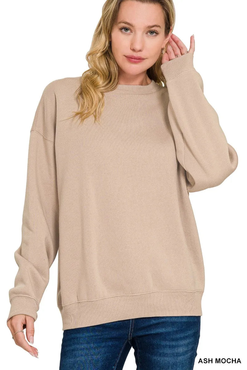 Zenana Fleece Crewneck Long Sleeve Sweatshirt