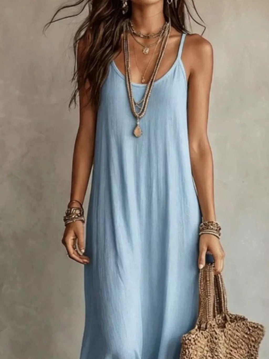 Full Size Scoop Neck Spaghetti Strap Maxi Dress Plus Size