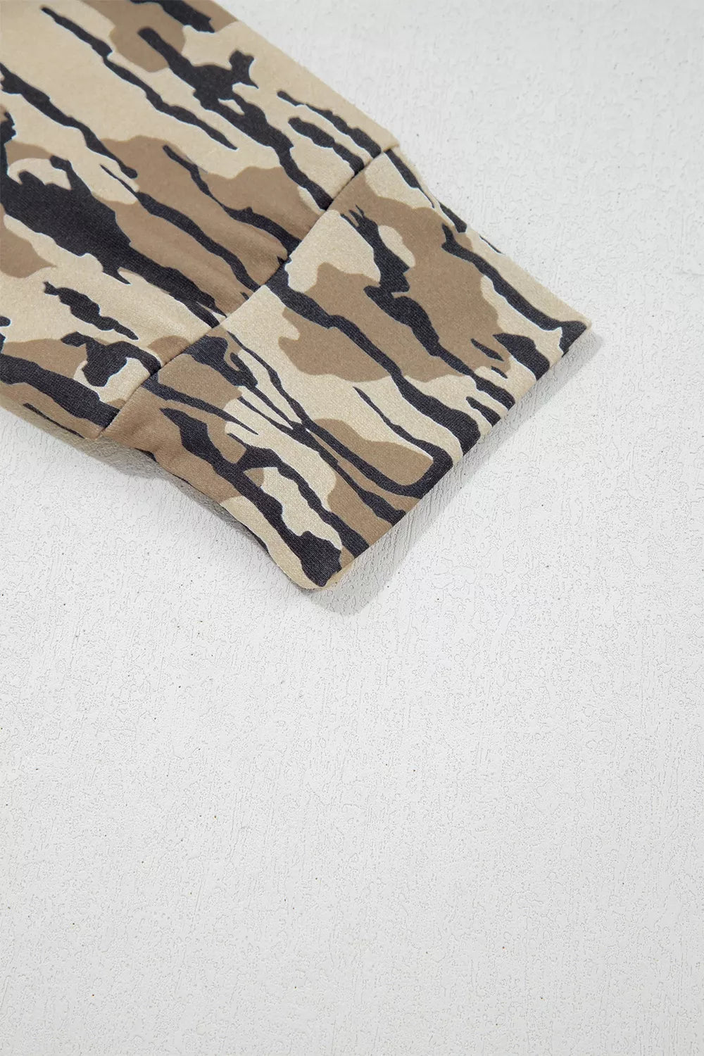 Camouflage Zipper Collar Front Pocket Sweatshirt
