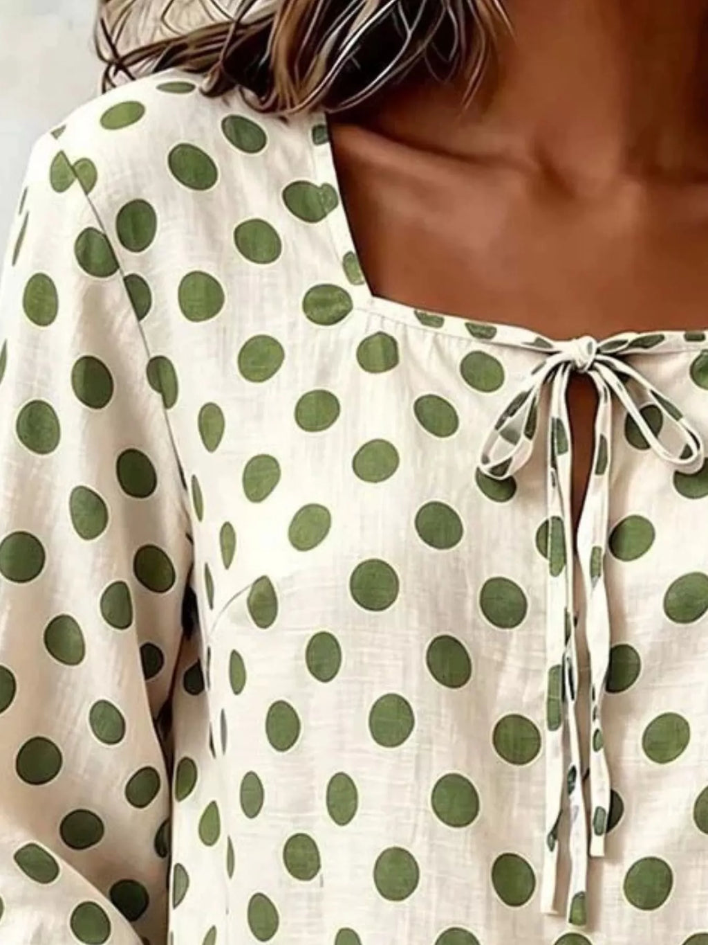 Full Size Square Neck Polka Dot Blouse Plus Size