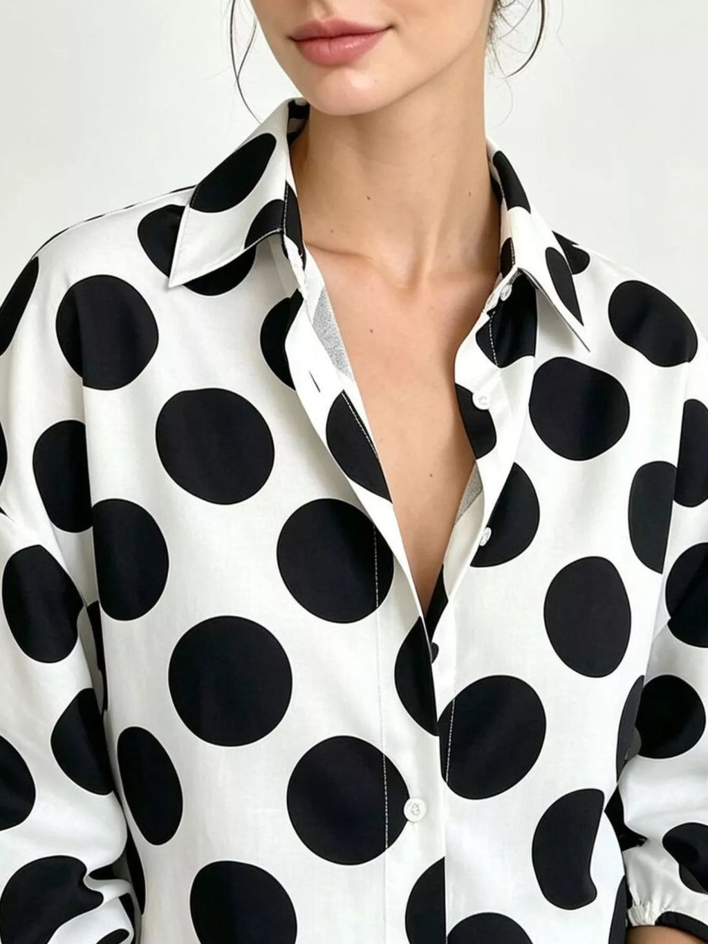 Polka Dot Puff Sleeve Shirt