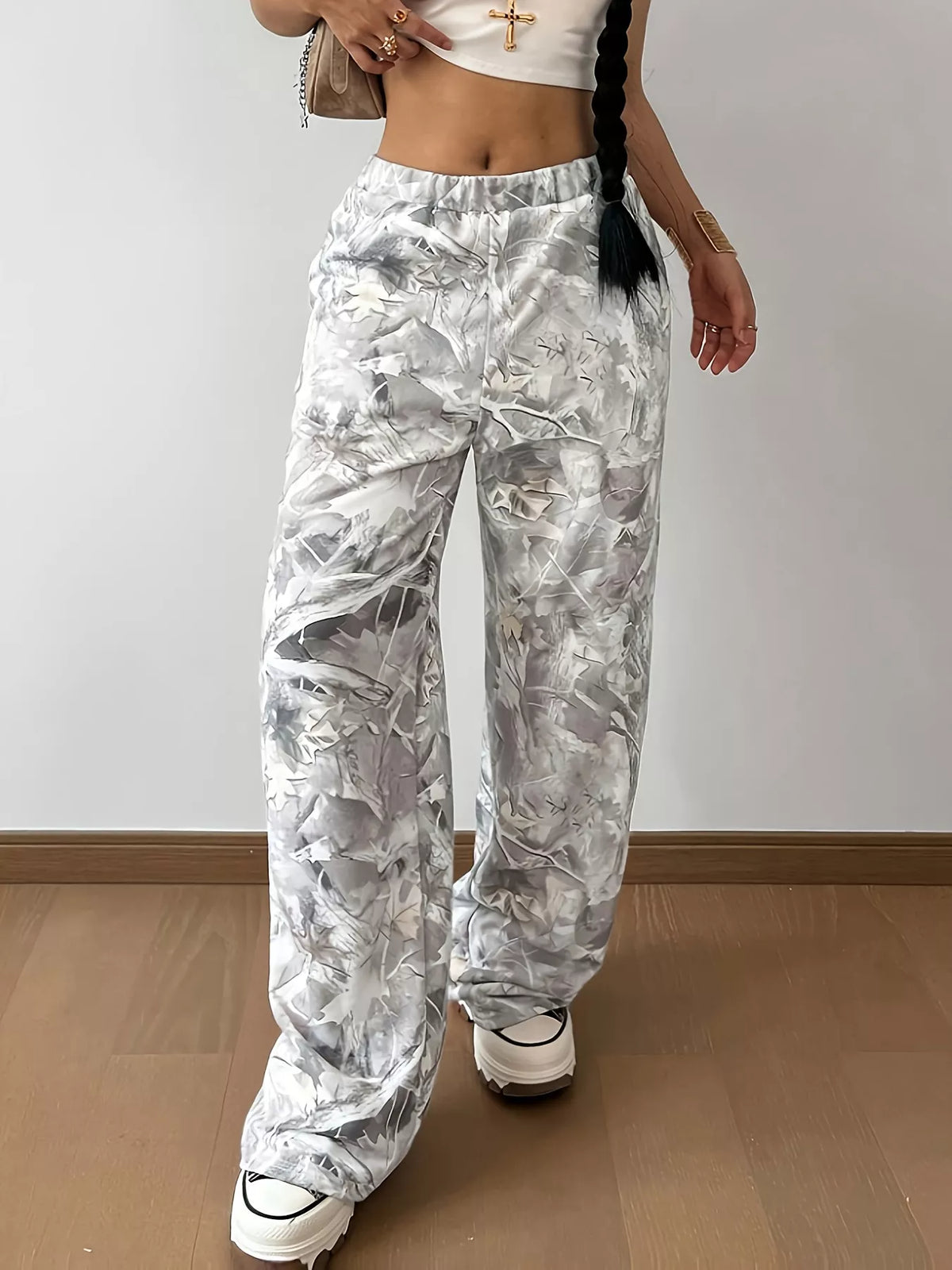 Abstract Print Wide Leg Sweatpants