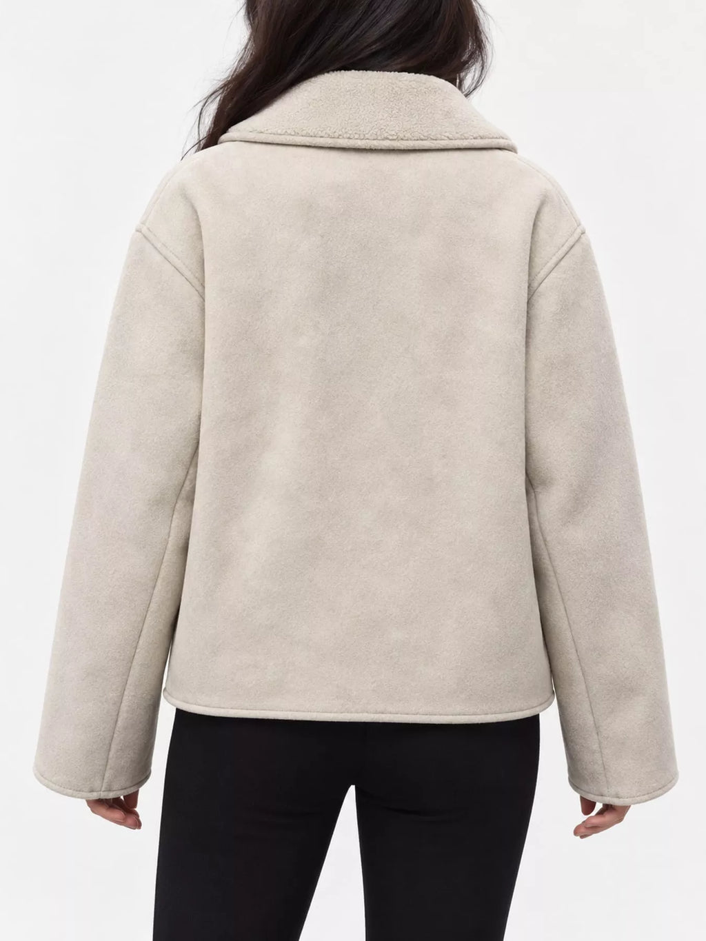Sherpa Collar Dropped Shoulder Jacket