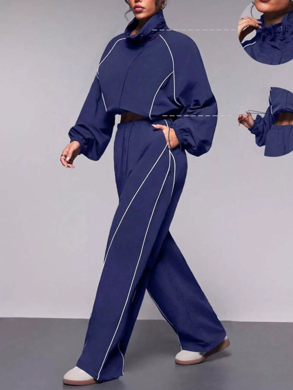 Crop Jacket and Wide-Leg Pants Set