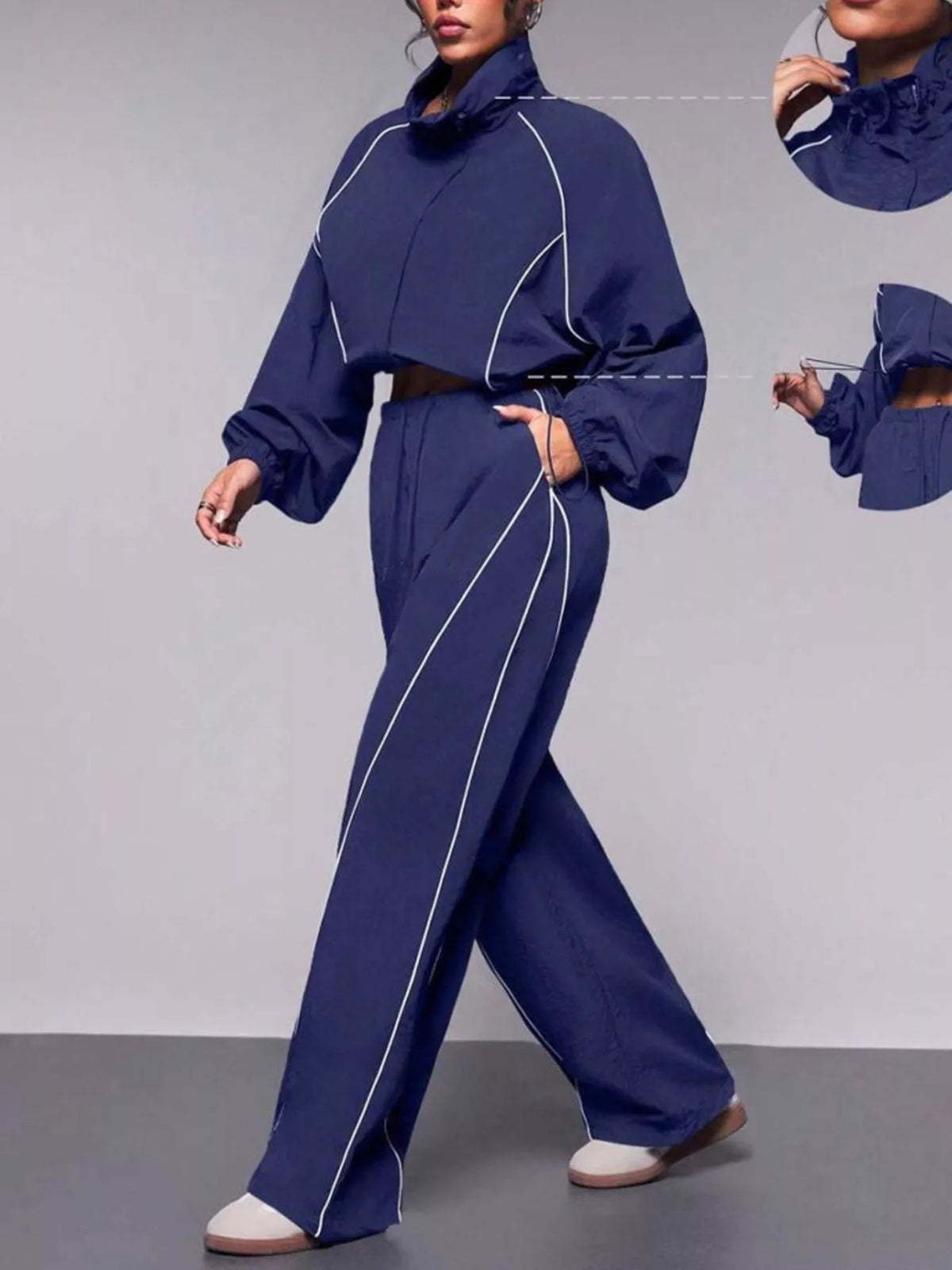 Crop Jacket and Wide-Leg Pants Set