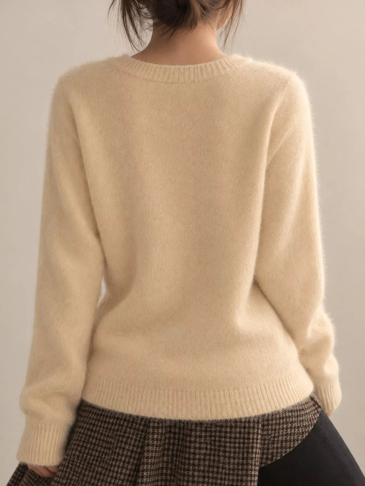 Crew Neck Button-Down Knit Cardigan