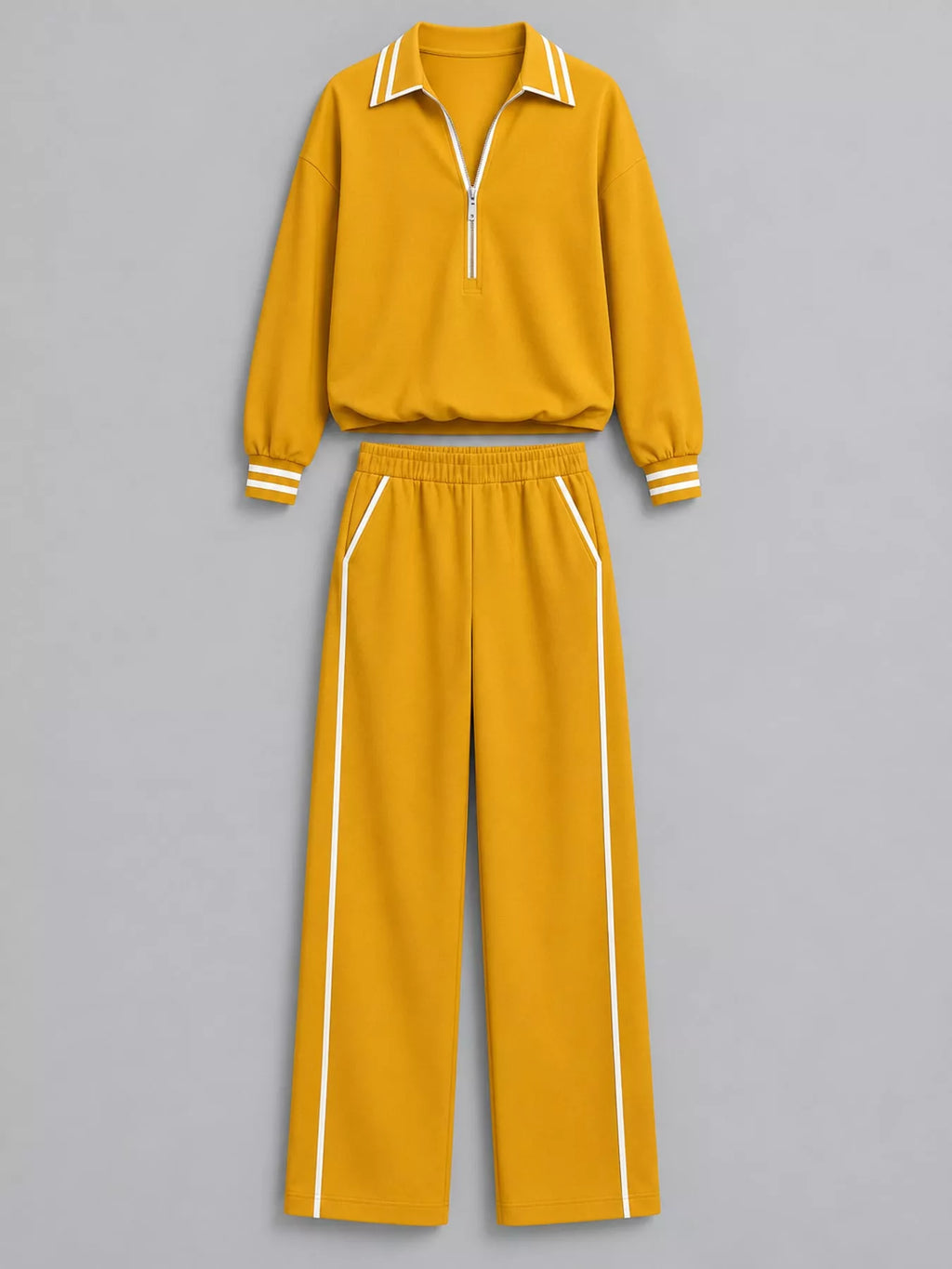 Striped Half Zip Top and Pants Set