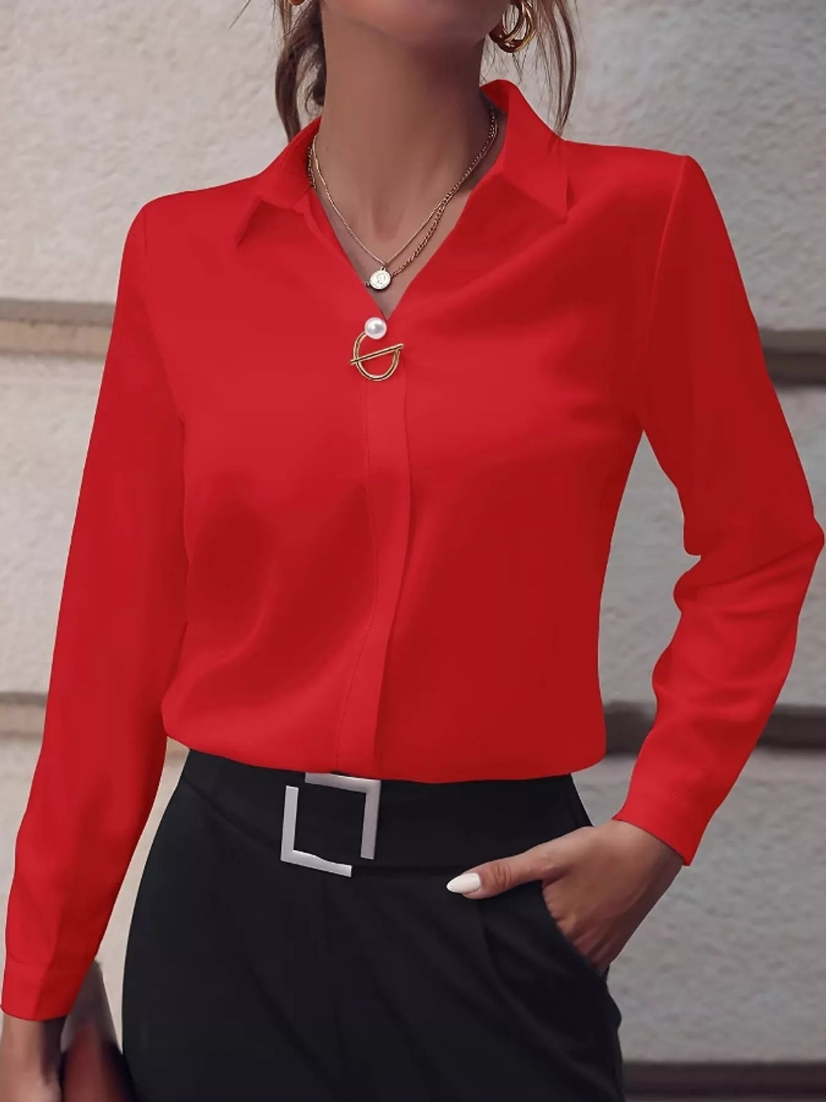 Long Sleeve Satin Blouse