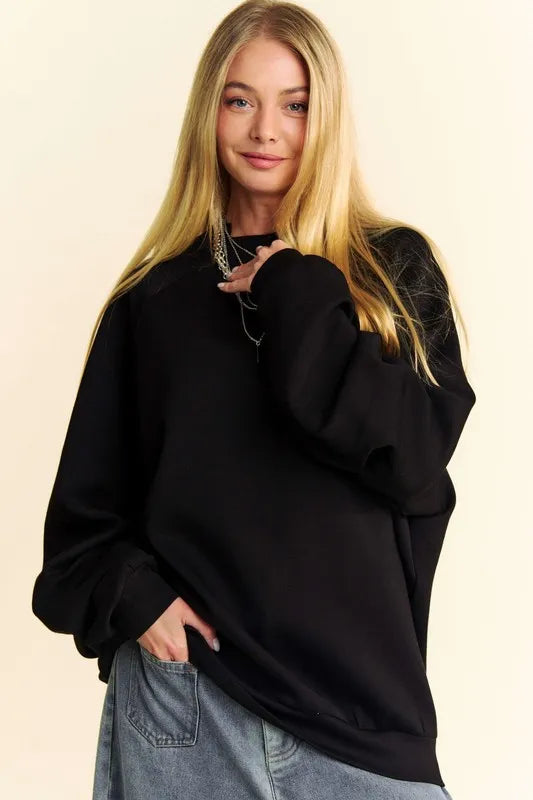 Round Neck Raglan Sleeve Pullover Sweatshirt