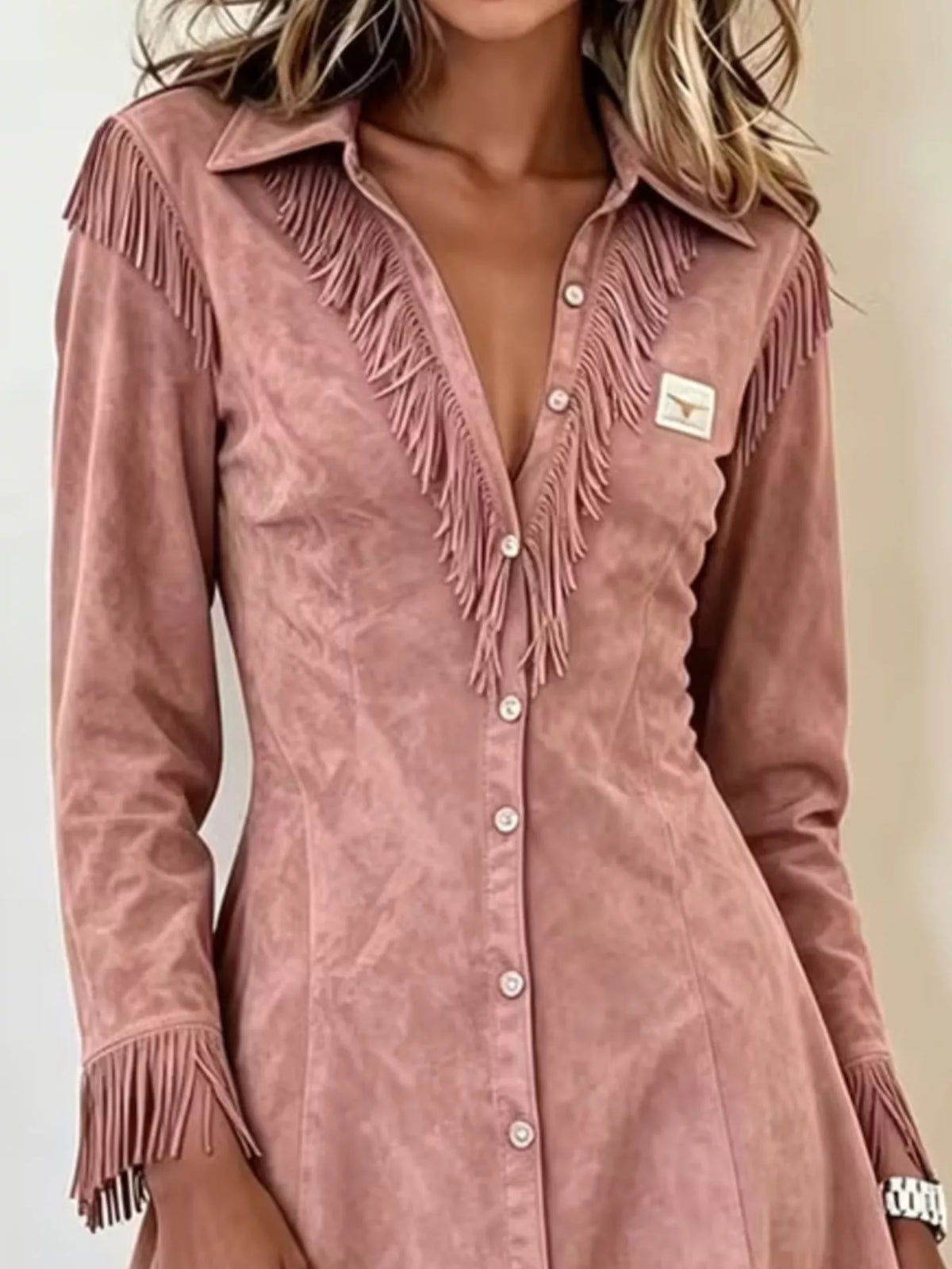 Full Size Fringed Button-Down Outerwear Plus Size