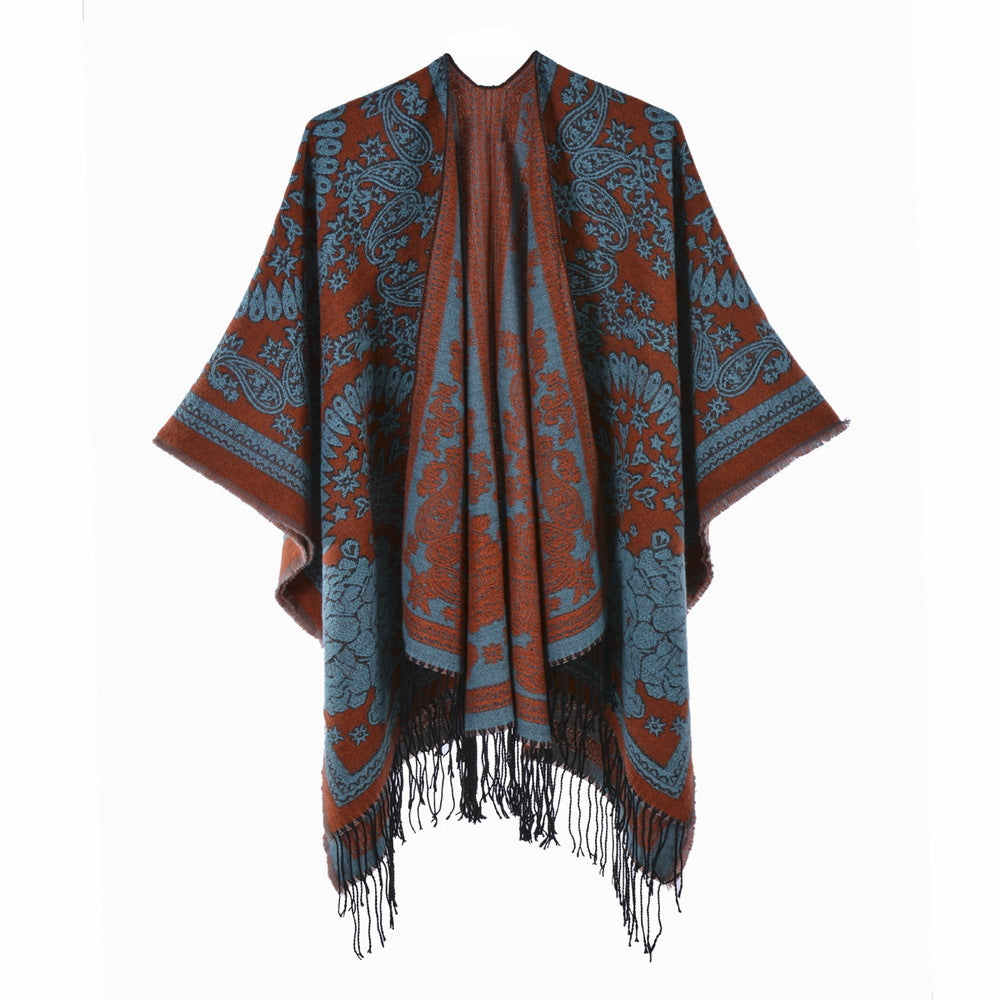 Tasseled Thickened Warm Faux-cashmere Shawl