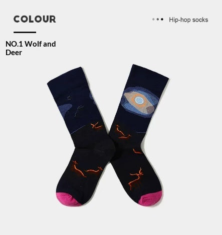French Creative Socks Illustration Art Socks For Men And Women Couples