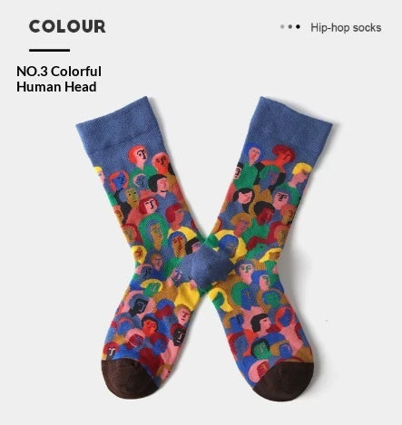 French Creative Socks Illustration Art Socks For Men And Women Couples