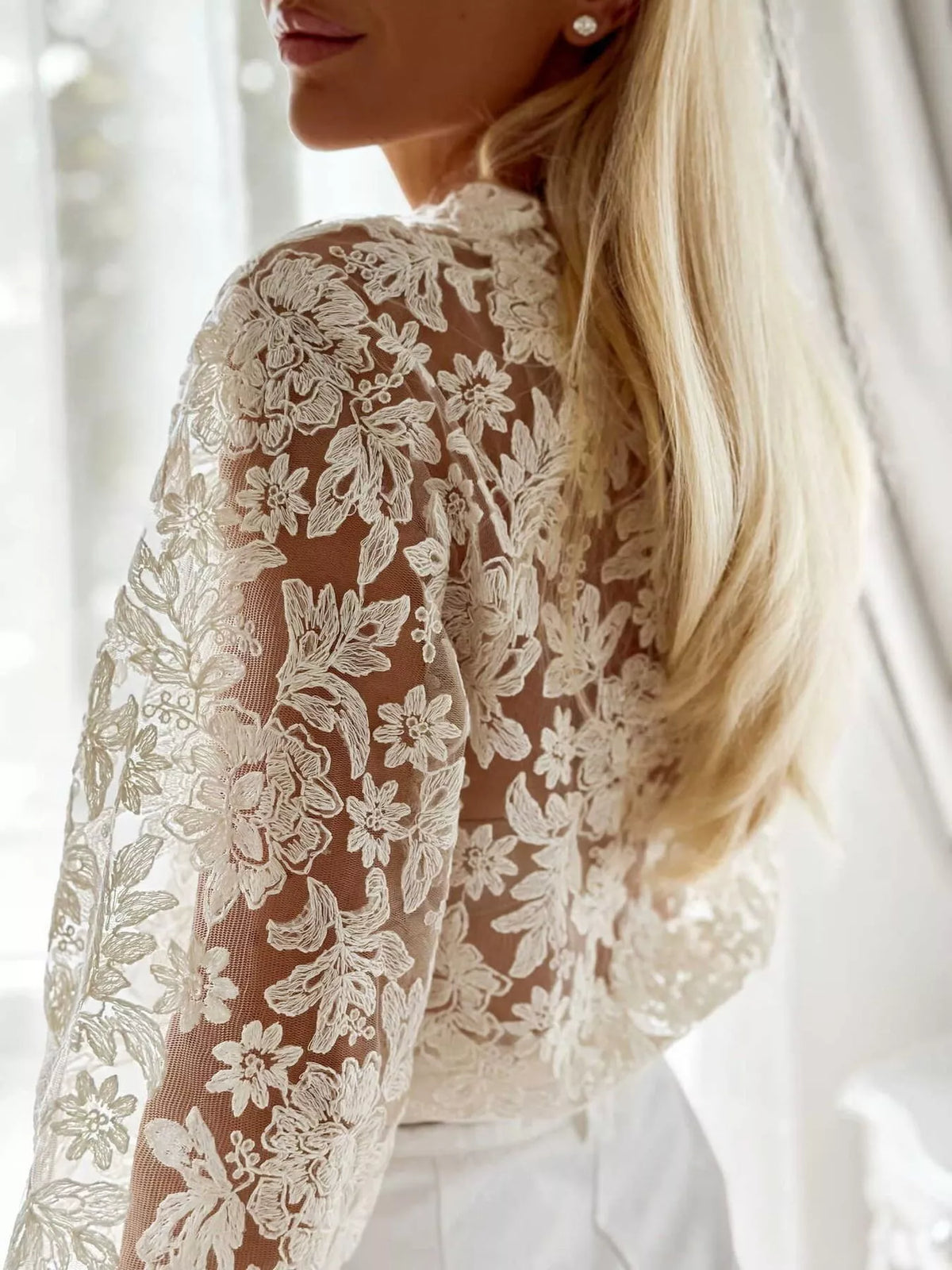 Sheer Lace Long Sleeve Shirt