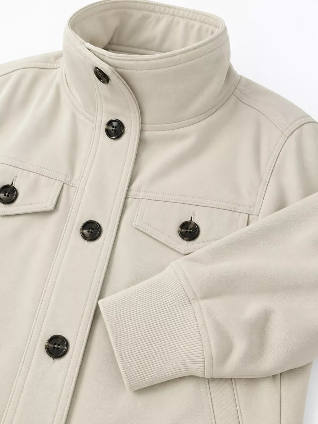 High-Neck Button-Up Jacket