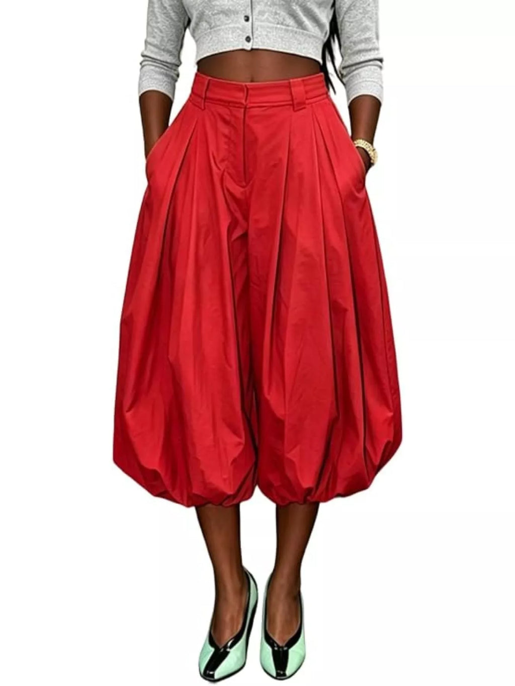 High-Waisted Ruched Balloon Pants