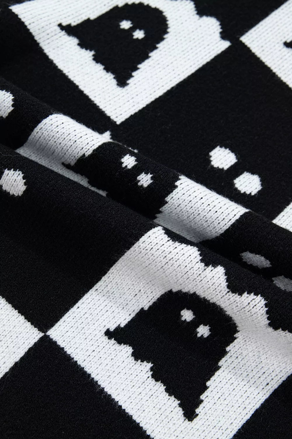 Halloween Ghost Pattern Checkerboard Sweater